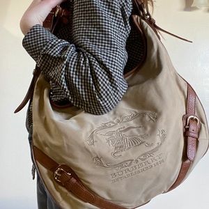 Burberry Canvas Hobo Tote Bag